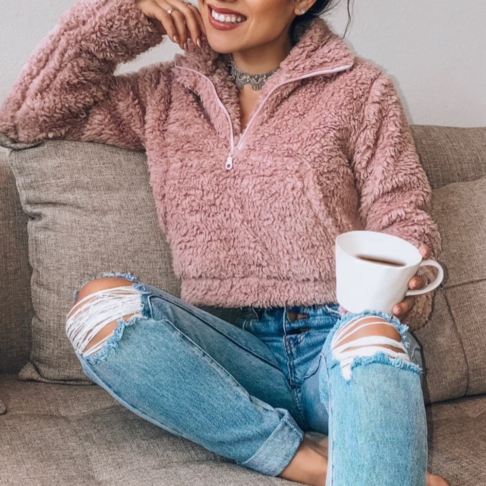 Blush teddy sweater